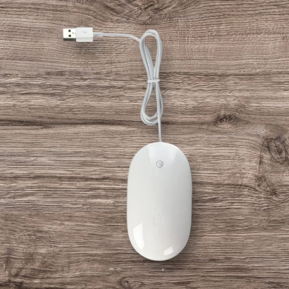 Authentic Apple A1152 EMC 2058 Wired Mighty Mouse Glossy White USB